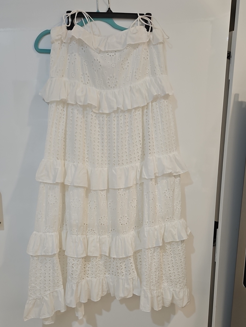 Heyson White Eyelet Ruffle Tiered Midi Dress